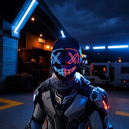 Vue 4 de Mascara Led Halloween Mascara