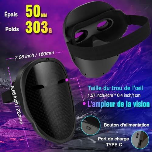 Vue 5 de Masque Led Avec Bluetooth