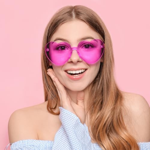 Vue 5 de Paar Dunkelviolette Herzsonnenbrillen Fur