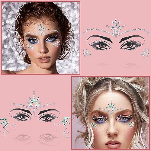 Vue 4 de Strass Autocollant Visage Feuilles
