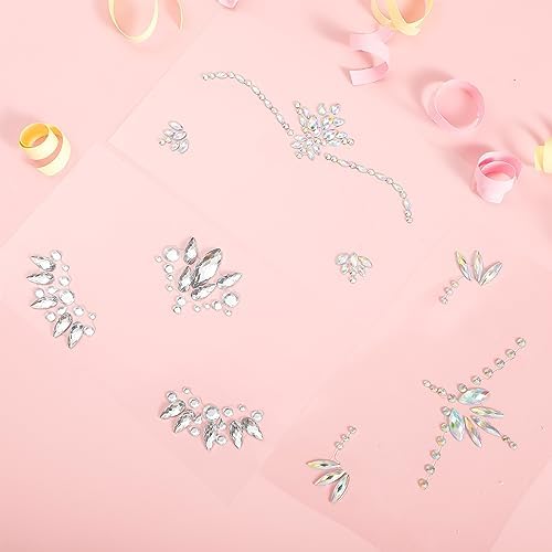 Vue 7 de Strass Autocollant Visage Feuilles