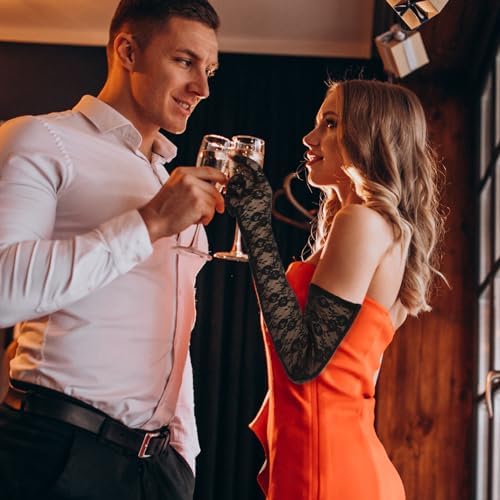 Vue 3 de Gants Longs En Dentelle