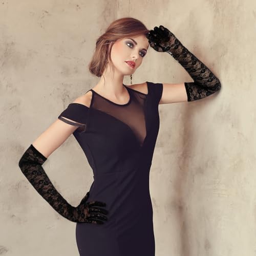 Vue 5 de Gants Longs En Dentelle