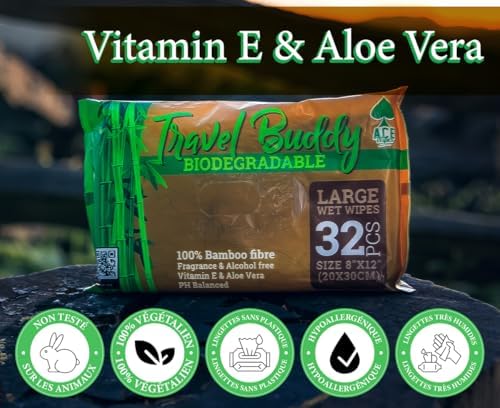 Vue 5 de Lingettes Humides Larges Biodegradables