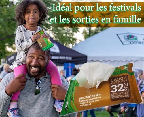 Vue 6 de Lingettes Humides Larges Biodegradables