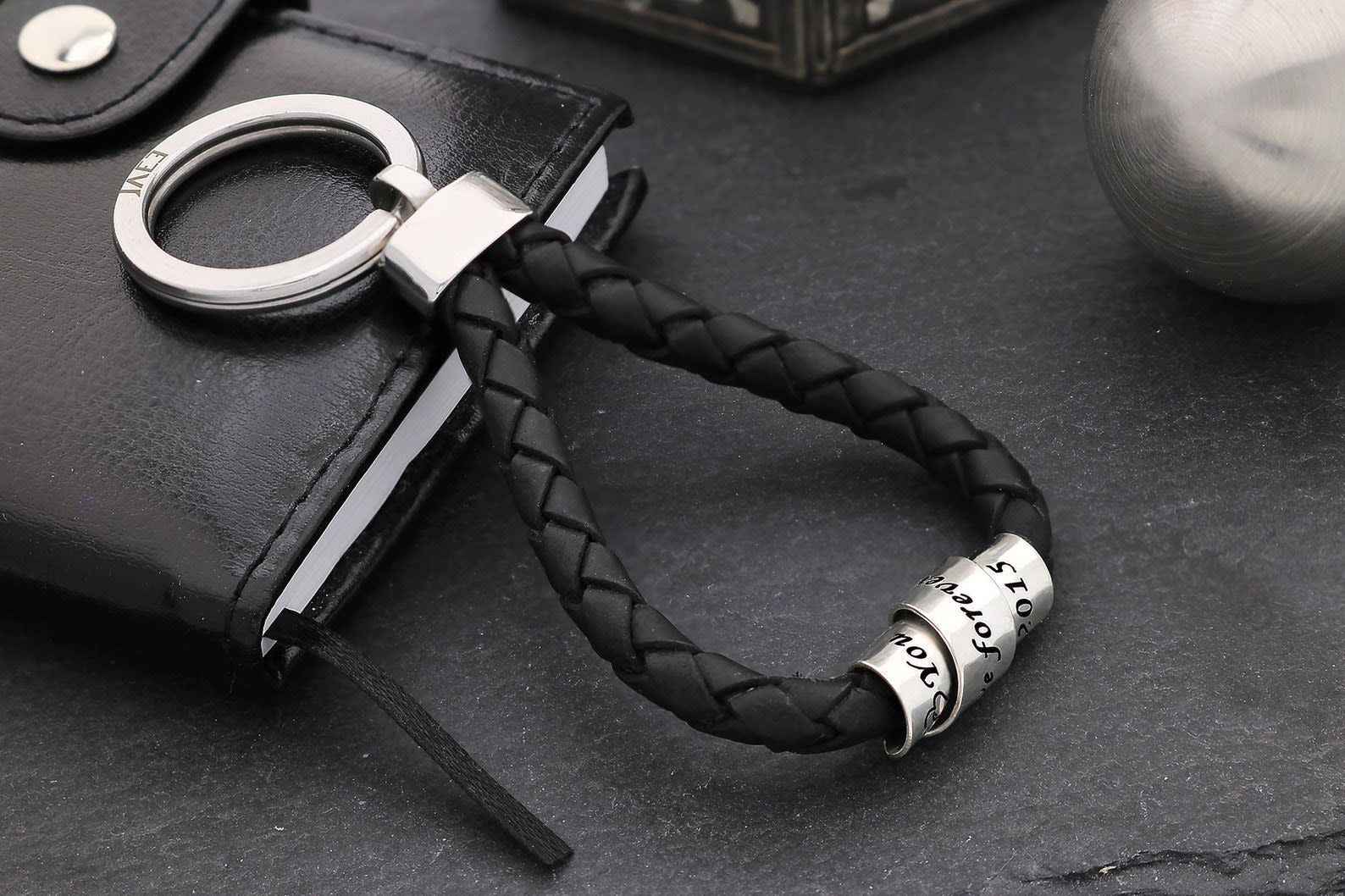 Black Exotic Leather Keychain I Exotic Leather I Emerging Designer I COVETI