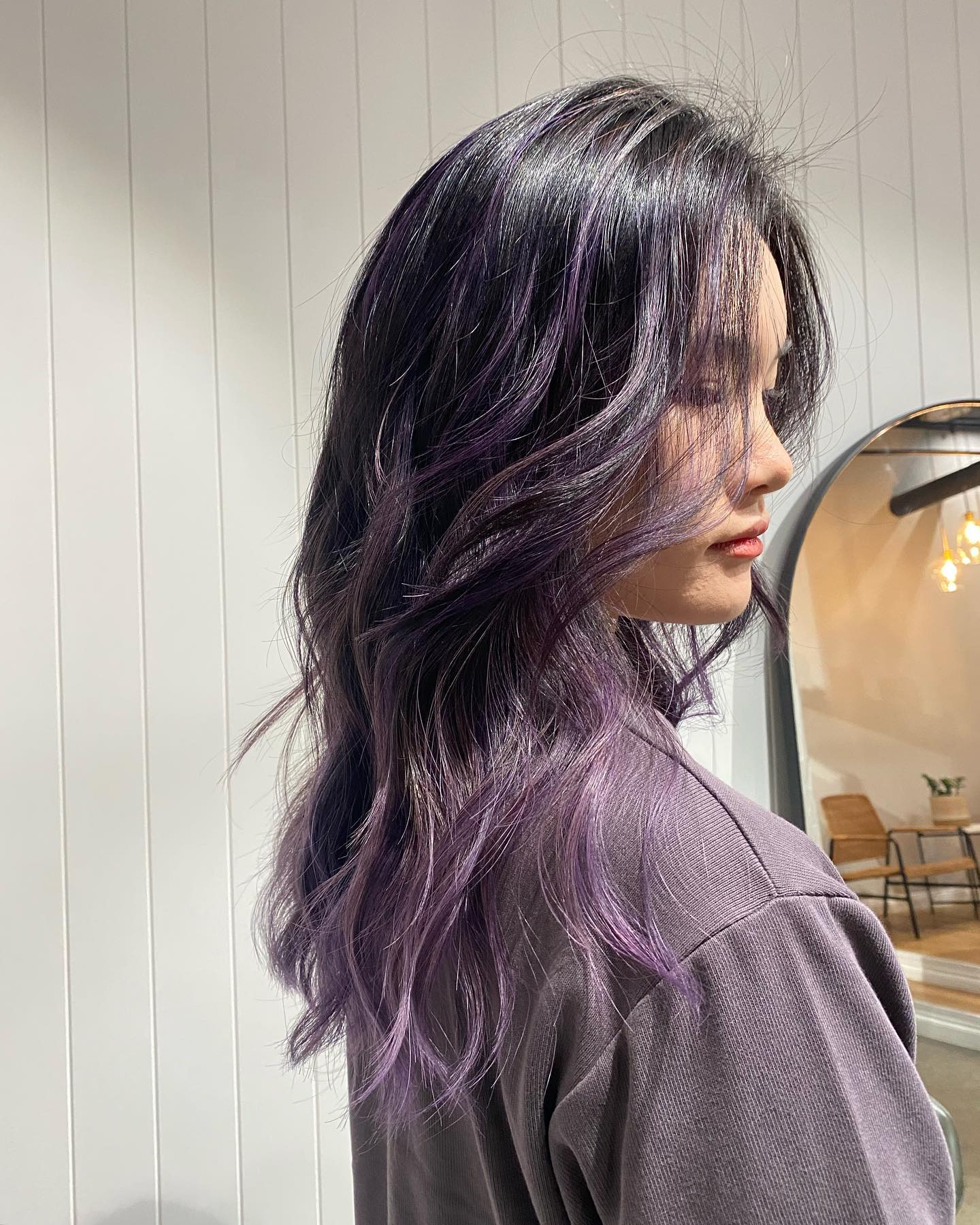 Posh but Edgy: Subtle Purple Hair Accents