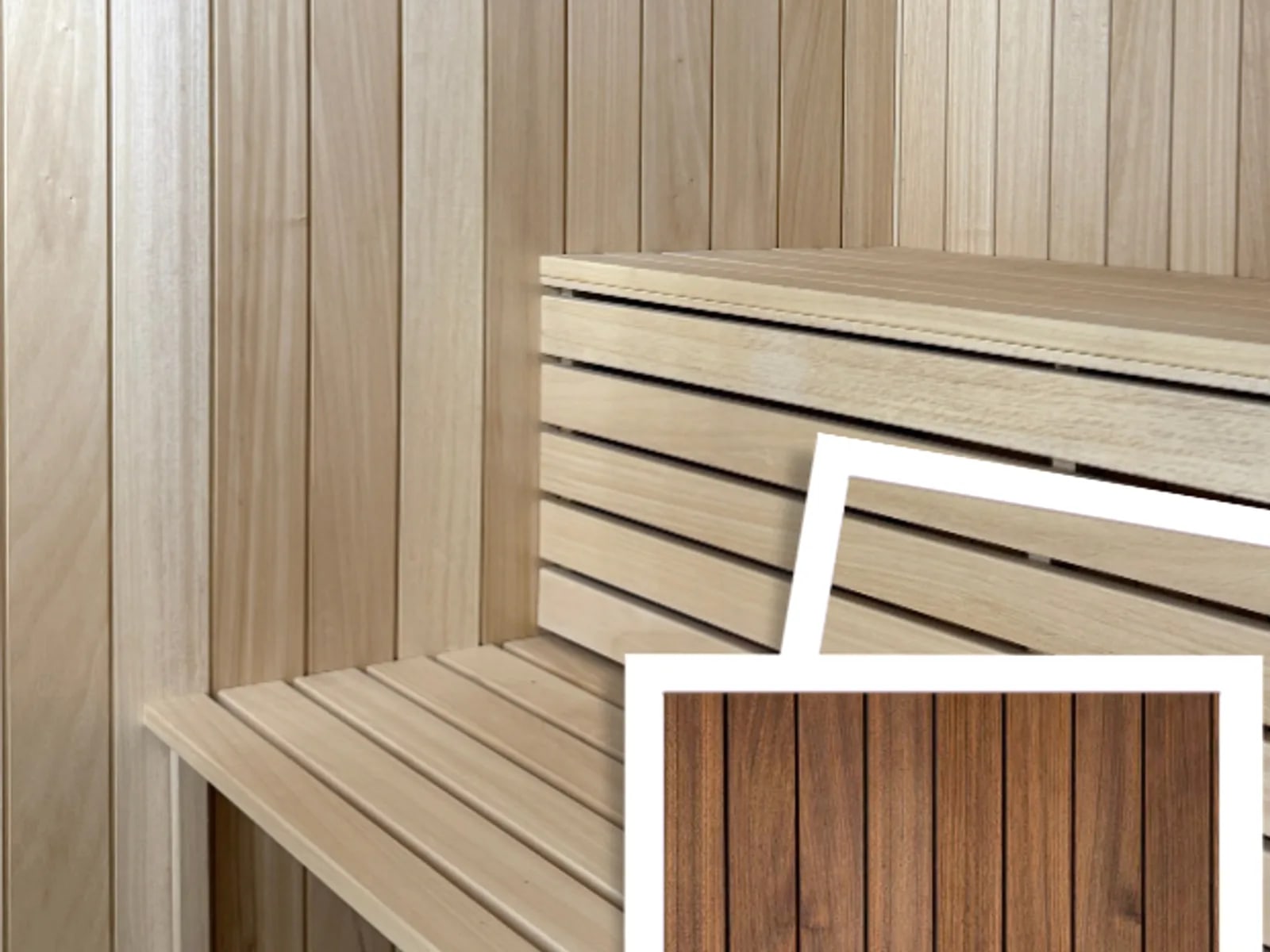 Rivestimento per sauna Abachi — Profilo Soft Line detail view 1 - Sauna grade timber