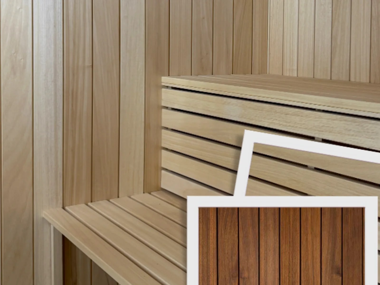 Rivestimento per sauna Abachi — Profilo Soft Line detail view 2 - Sauna grade timber