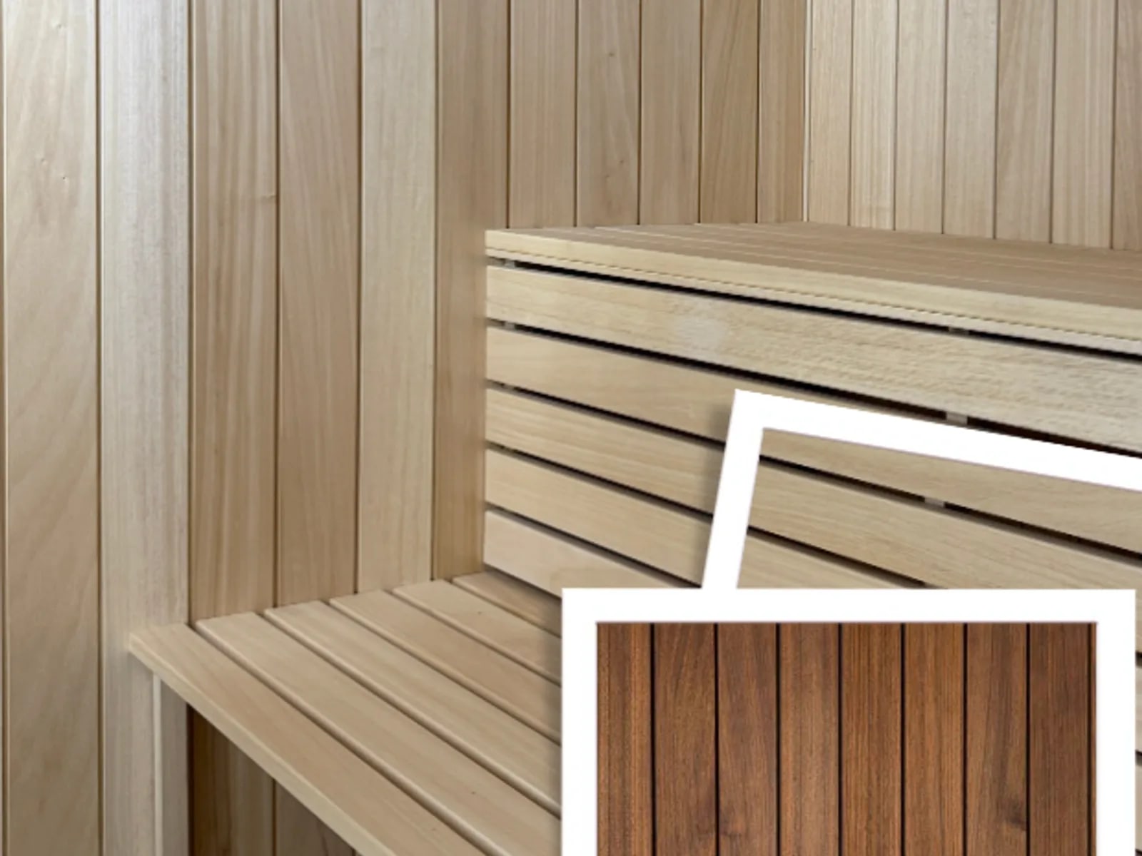 Rivestimento per sauna Abachi — Profilo Soft Line detail view 3 - Sauna grade timber