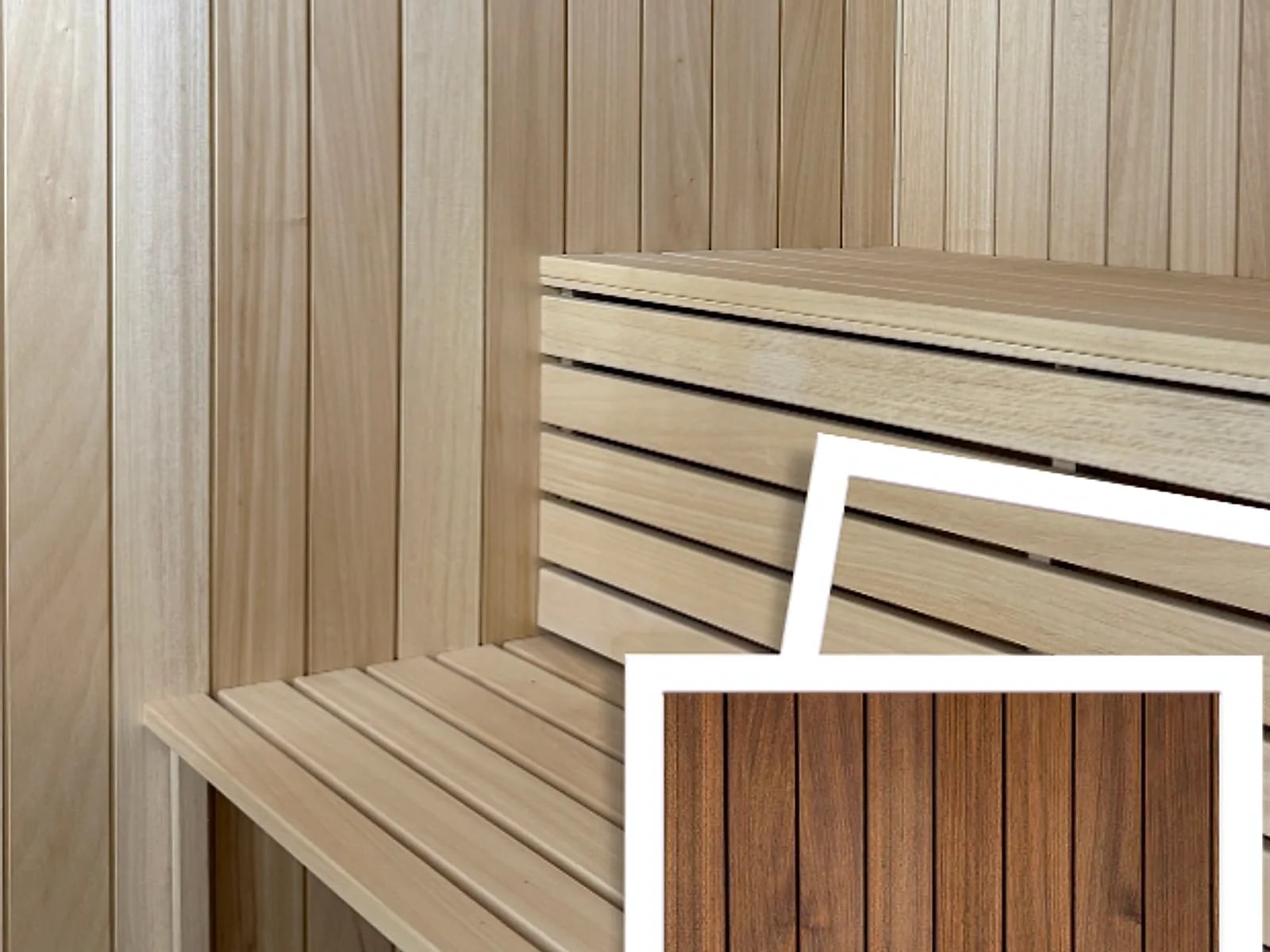 Rivestimento per sauna Abachi — Profilo Soft Line detail view 4 - Sauna grade timber
