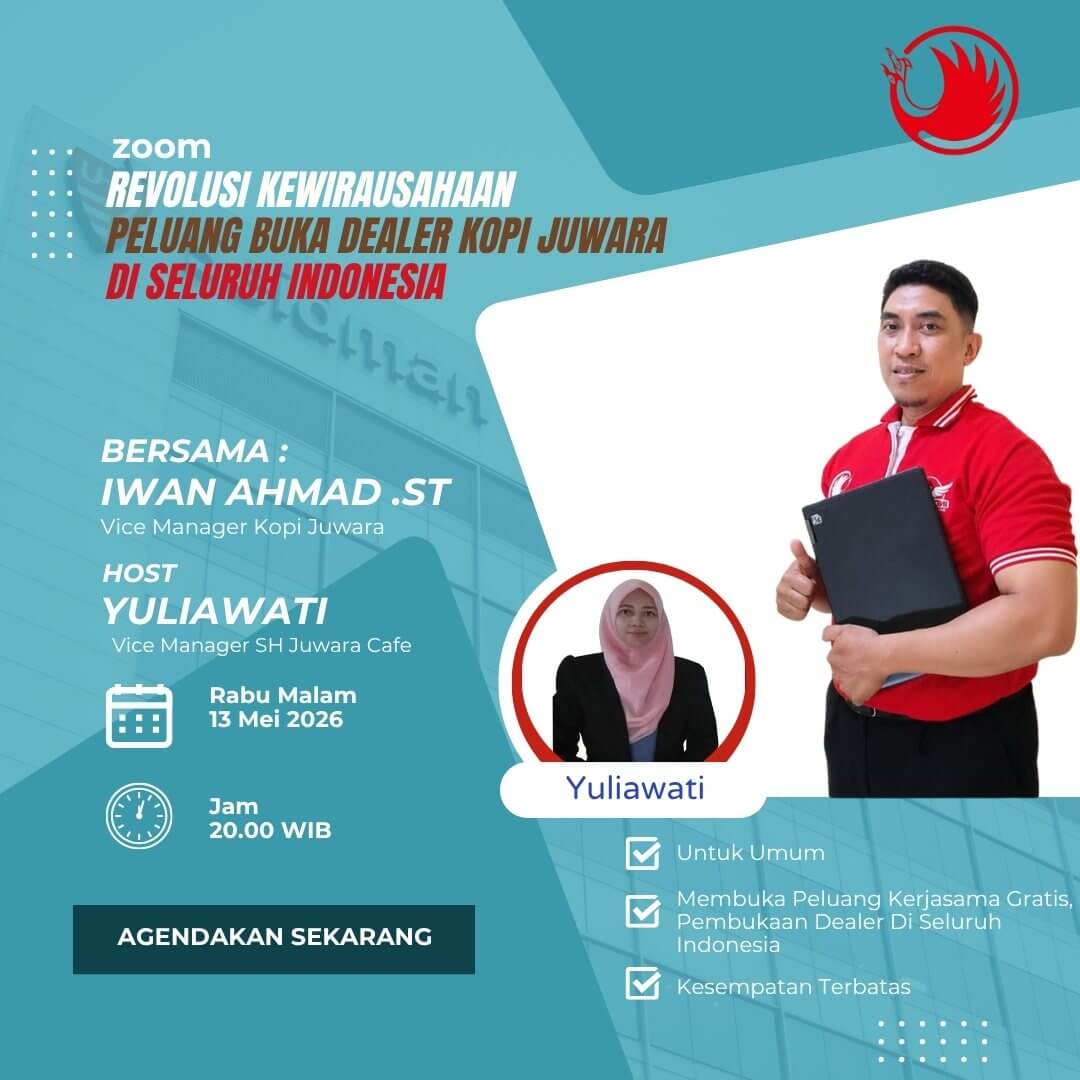 UNDANGAN ZOOM PELUANG BUKA DEALER KOPI JUWARA DI SELURUH INDONESIA