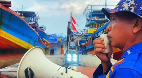 Sinergitas tim Maritim Juwana - Pati dalam pengamanan di alur sungai Silugonggo