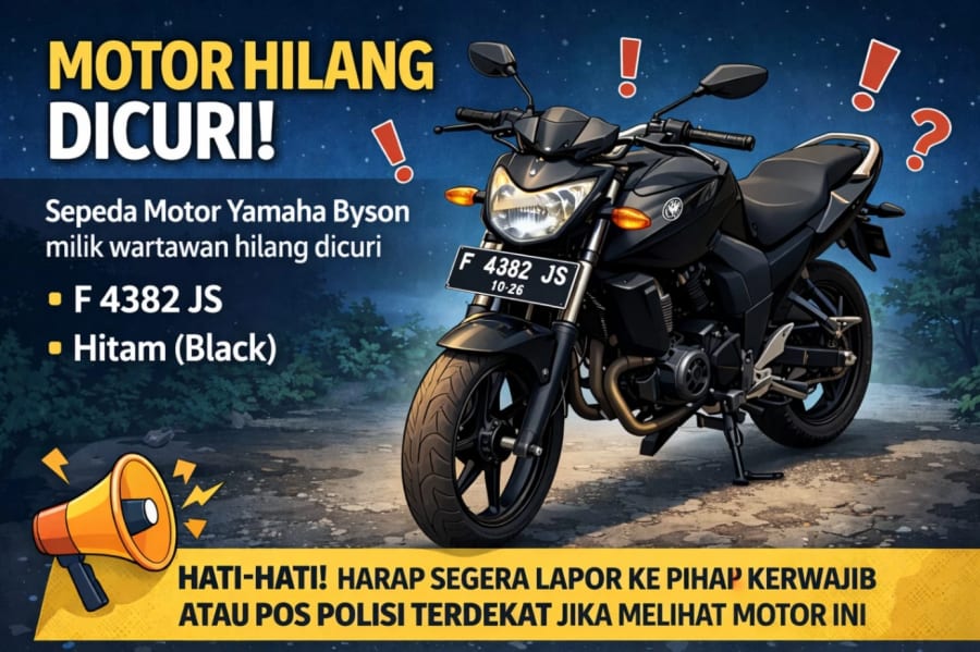 Cibadak Rawan, Rumah Wartawan di Ciheulang Tonggoh Disatroni Maling: Motor Byson Raib