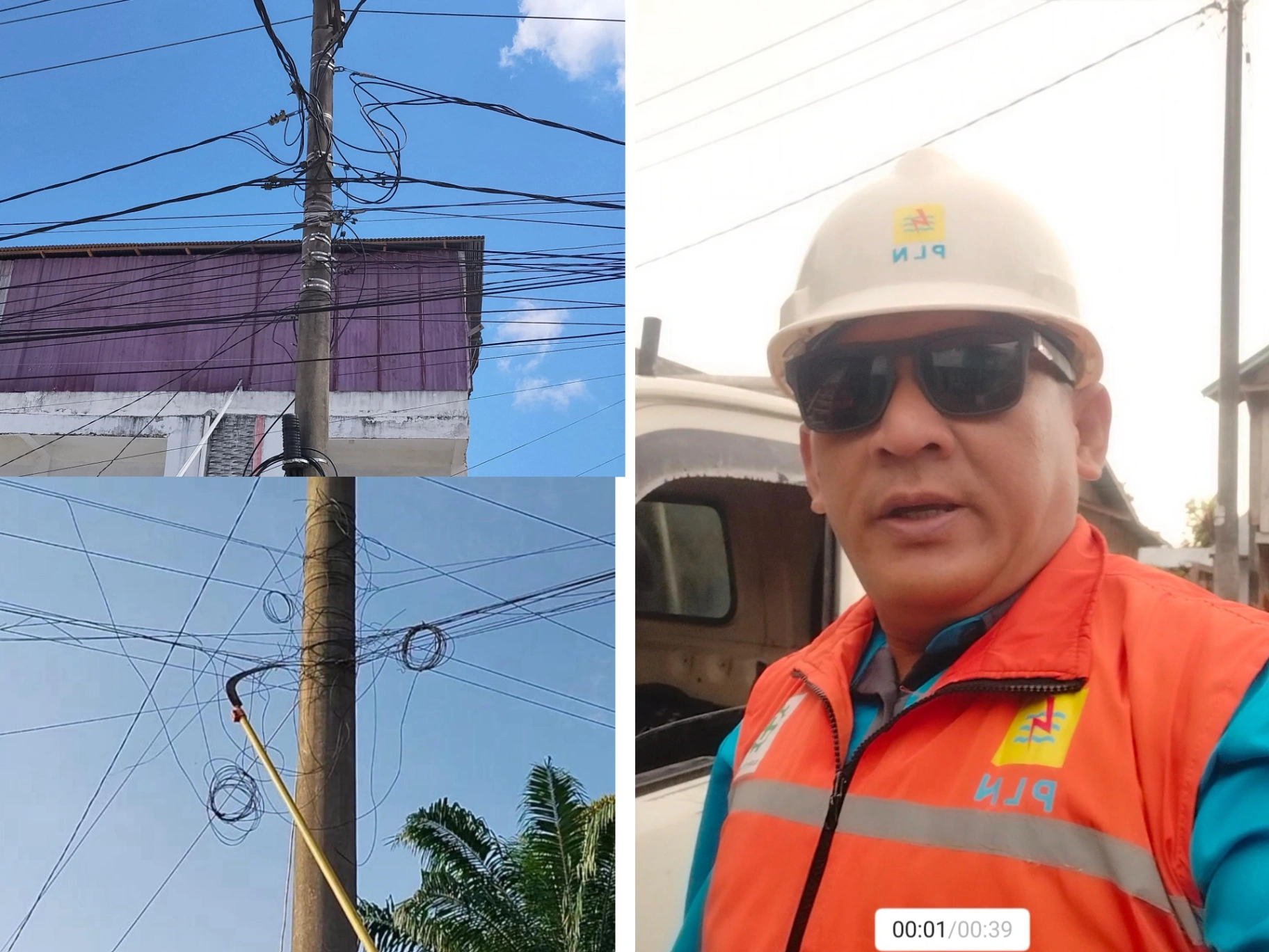 Keberadaan Kabel Provider Yang Menempel, Mengganggu Dan Membahayakan Keselamatan Tanpa Izin Di Tiang Listrik, Mohon Maaf Akan Kami Putus