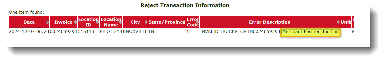 Rejections Tab Screenshot 2