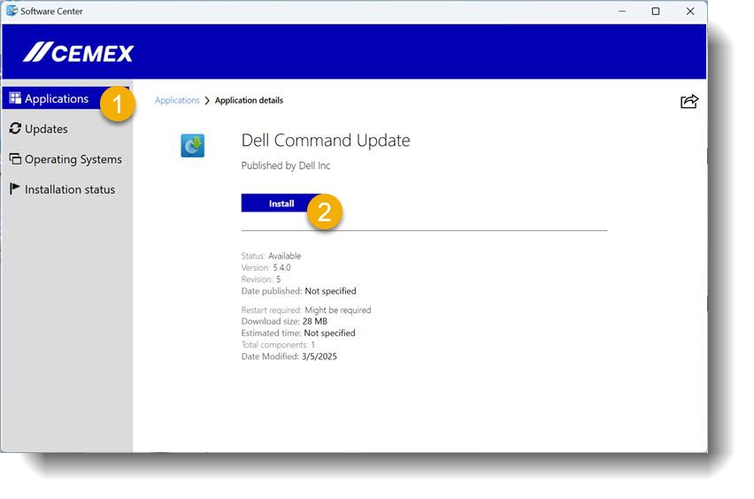 DELL Command Update Install Screenshot