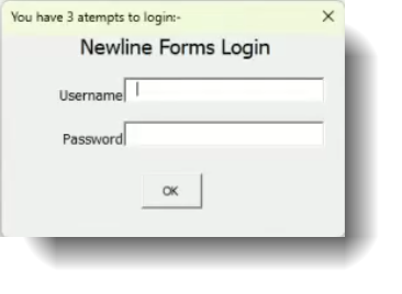 Credentials Entry Screenshot