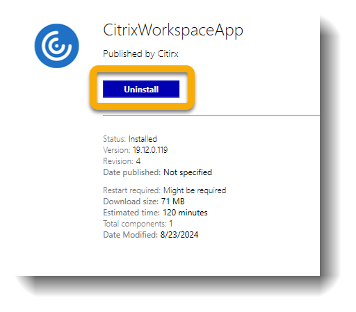 Citrix WorkSpace Uninstall