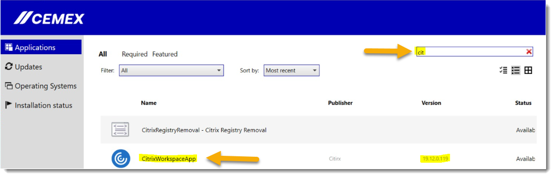 Citrix WorkSpace Search