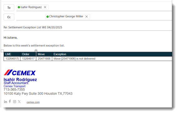 Settlement Exceptions