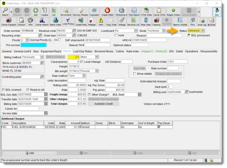 SCR-01 Aggregate Order Delivered