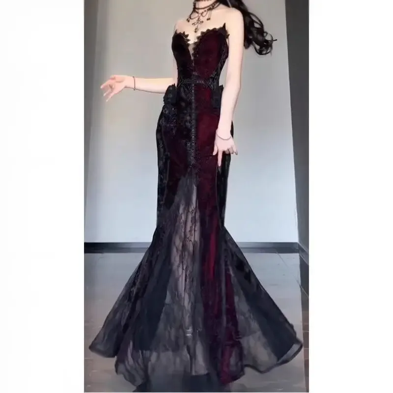 Summer Gothic Grunge Y2k Lace Dress Women - image 2