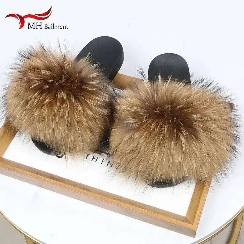 Real Raccoon Fur Slippers - image 3