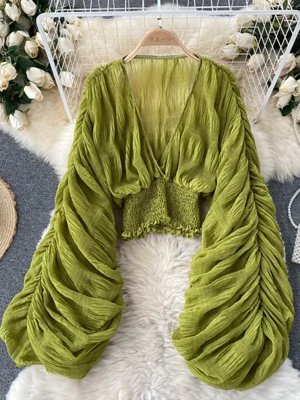 Summer Sexy Draped Chiffon Blouse - image 2
