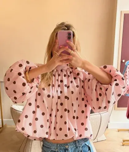 Women's Polka Dot High Neck Backless - image 1
