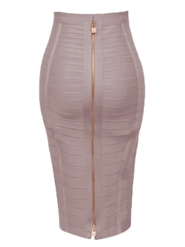 Sexy Solid Zipper Orange Blue Black Red Bandage Skirt - image 2