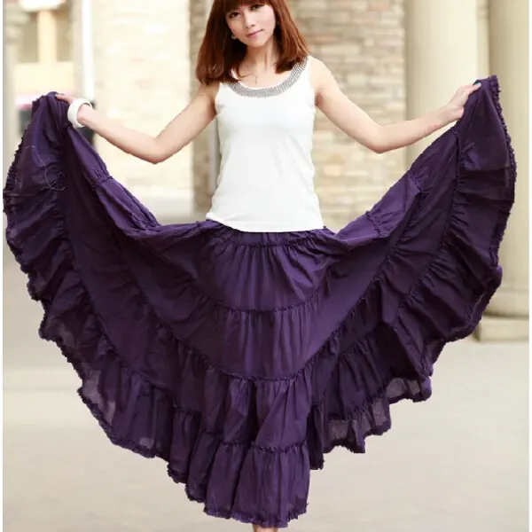 Maxi Skirts Womens Fashion Candy Color Elastic Waist - image 3
