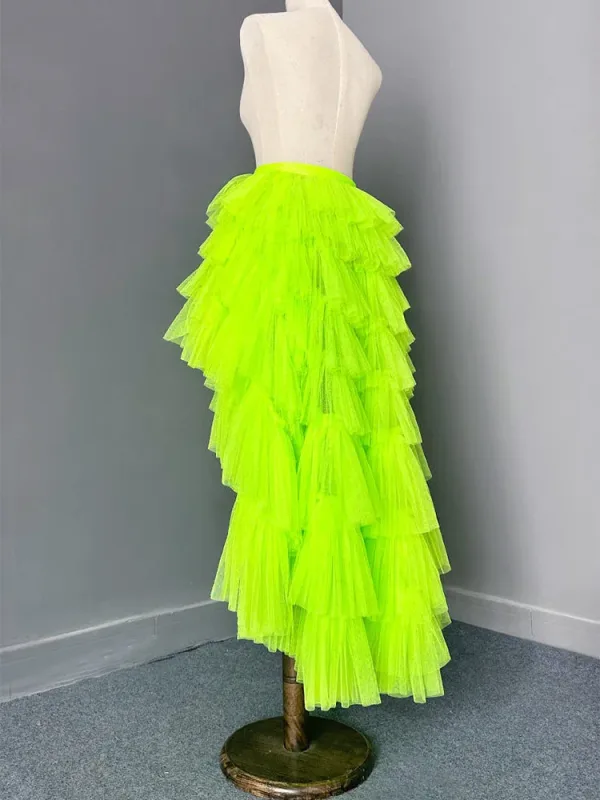 High Waist Bandage Green Mesh Irregular Elegant - image 3