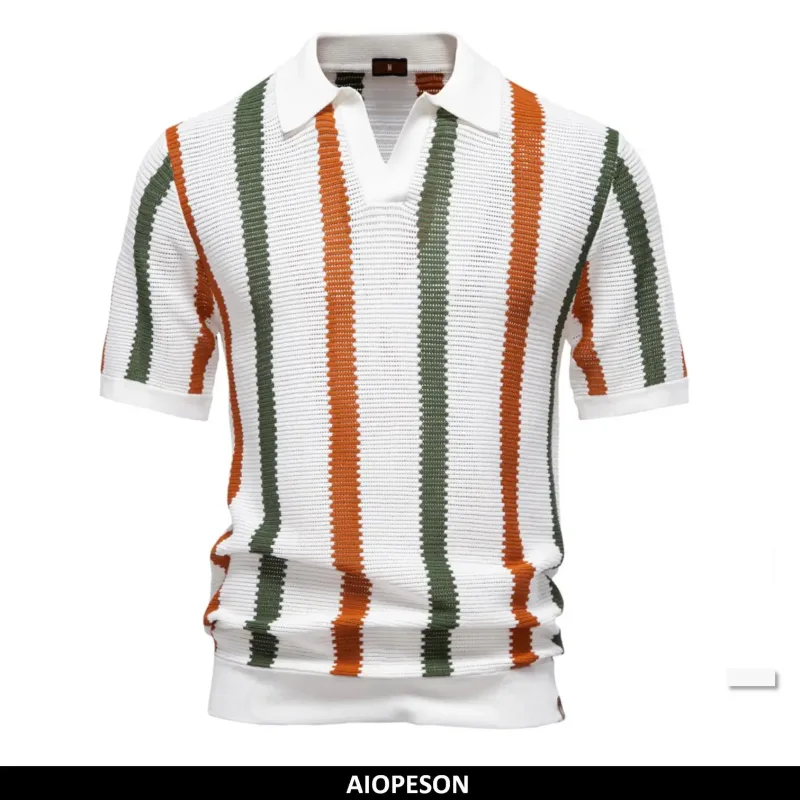 Men's Ribbed Knit Polo Shirt - image 1