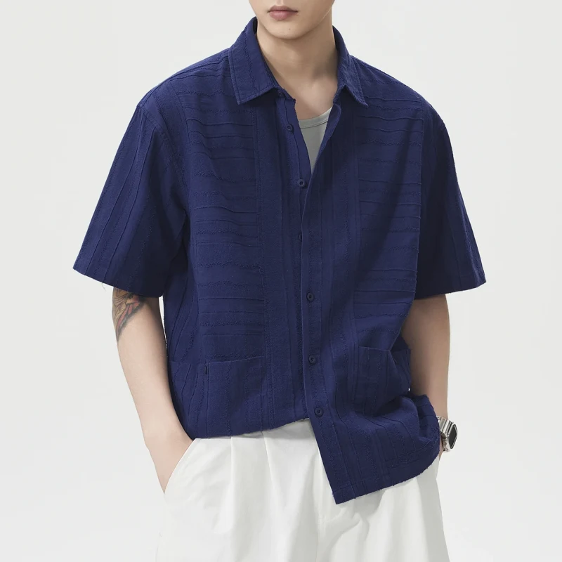 Summer Pure Cotton Striped Jacquard Shirt - image 1