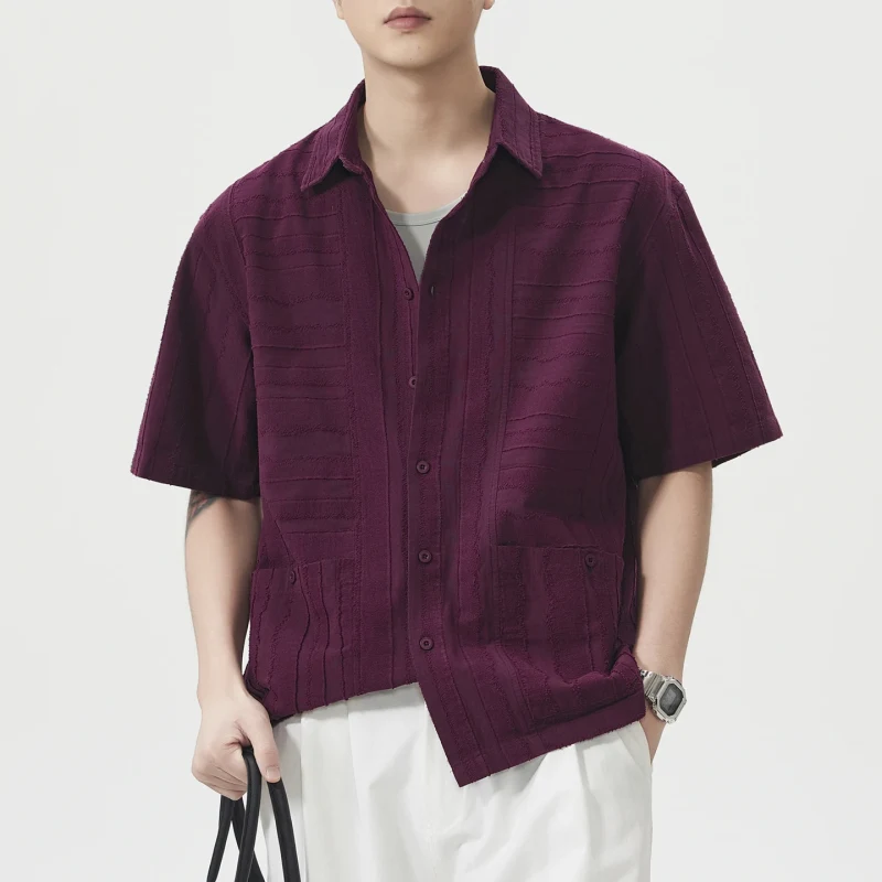 Summer Pure Cotton Striped Jacquard Shirt - image 2
