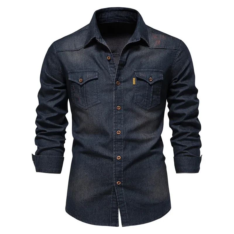 Spring Long Sleeve Men's Denim Shirt - image 1
