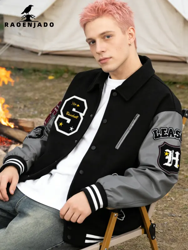 Men's Varsity Jacket Faux - image 2