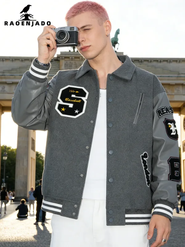 Men's Varsity Jacket Faux - image 3