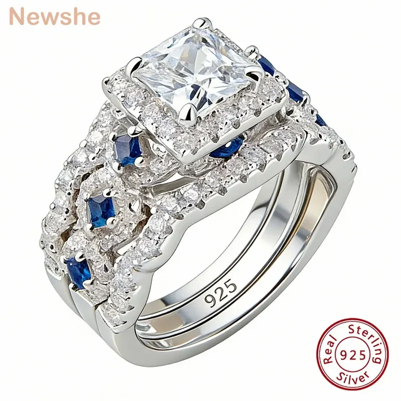 Newshe 3 Pcs Wedding Rings Set for Women 925 - image 1