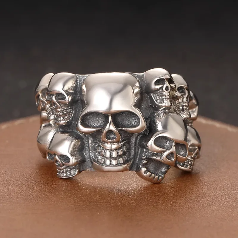 S925 sterling silver heavy industry skull ring - image 1
