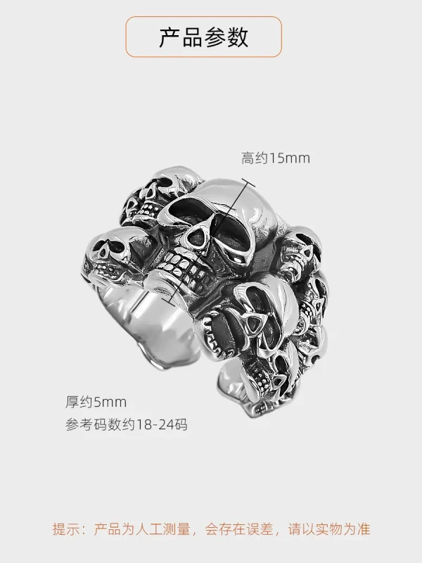 S925 sterling silver heavy industry skull ring - image 2