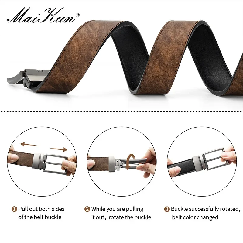 Pin Buckle Leather Belts For Men - image 2