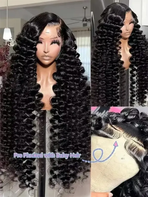 13x4 Hd Lace Frontal Wig Loose Deep Wave Curly Human Hair - image 3