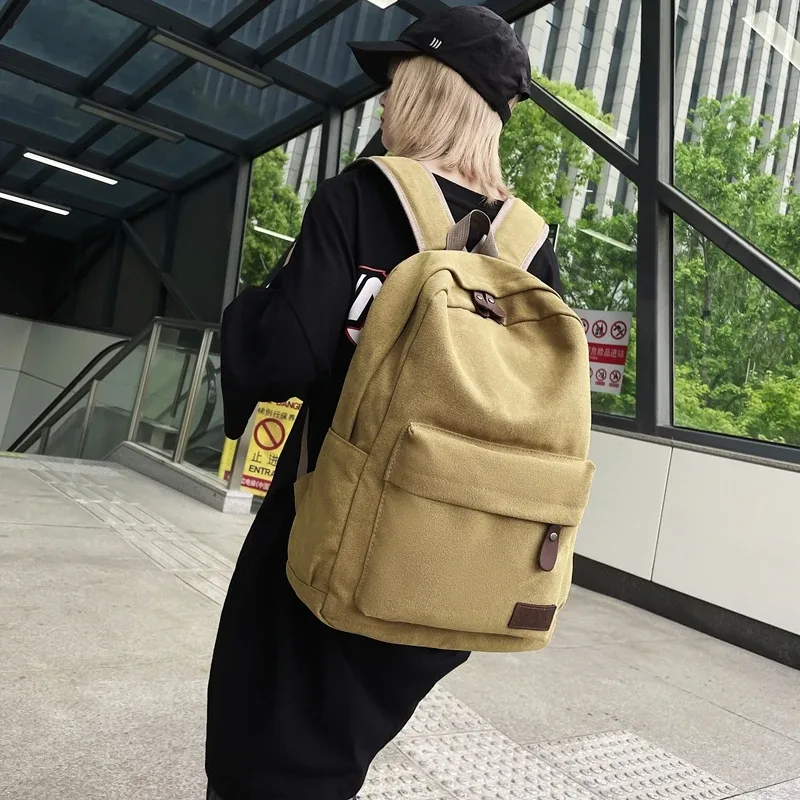 Solid Black Canvas Backpacks - image 2