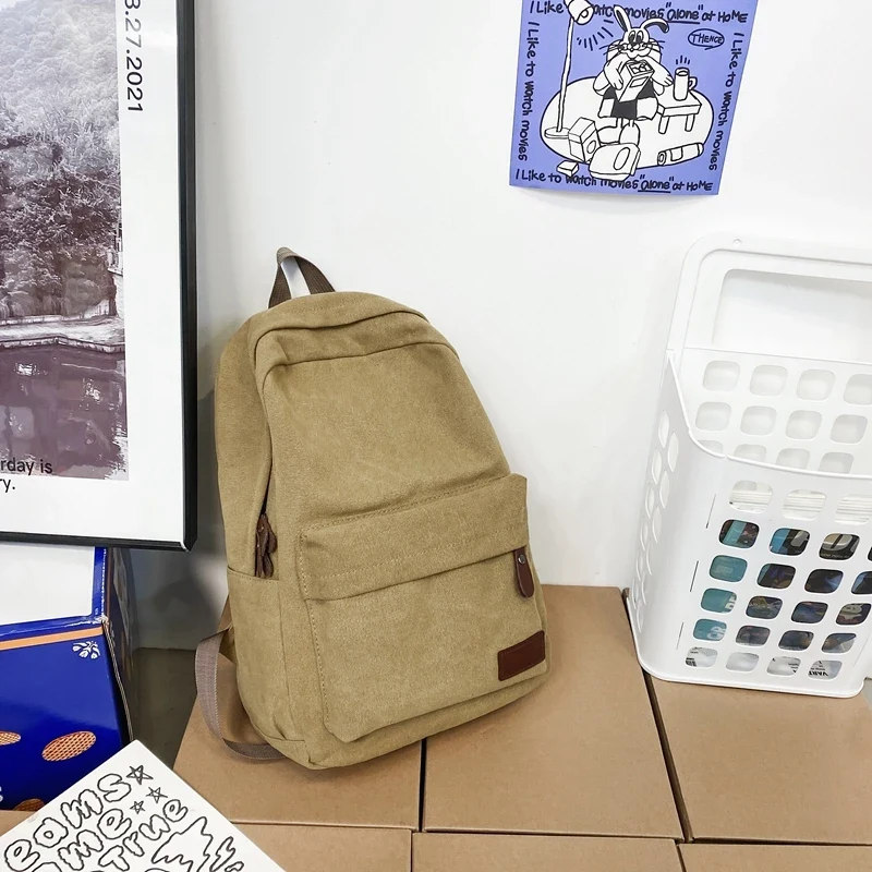 Solid Black Canvas Backpacks - image 3