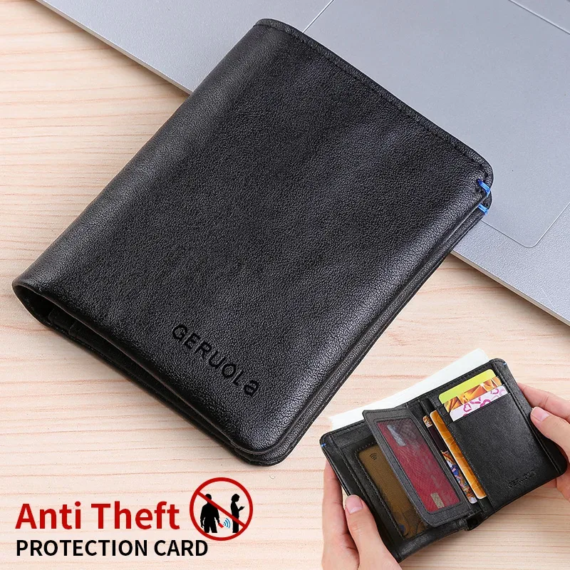 Plant tanned top layer genuine cowhide short wallet - image 1