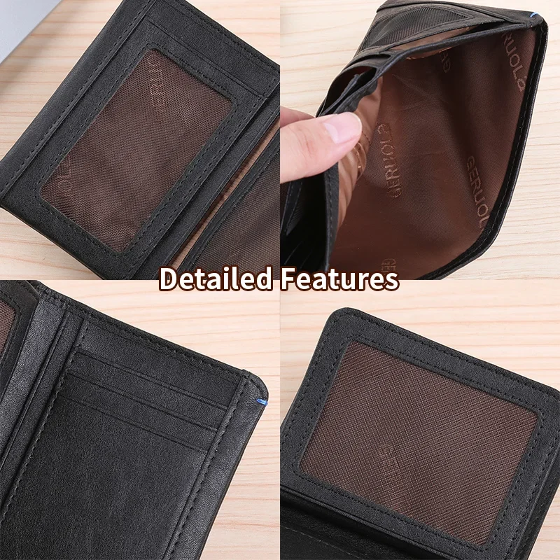 Plant tanned top layer genuine cowhide short wallet - image 2