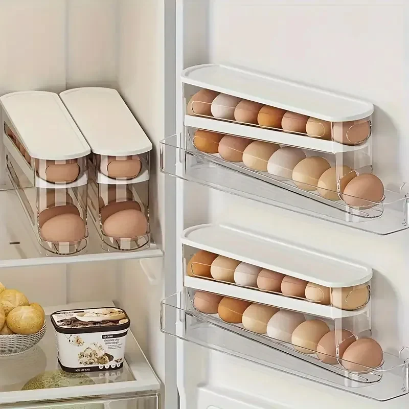 Refrigerator Side Door Rolling Egg Storage Box - image 3