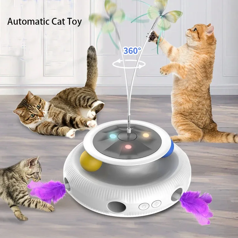 3 in 1 Smart Cat Toys Automatic Fluttering Butterfly Feather - image 1